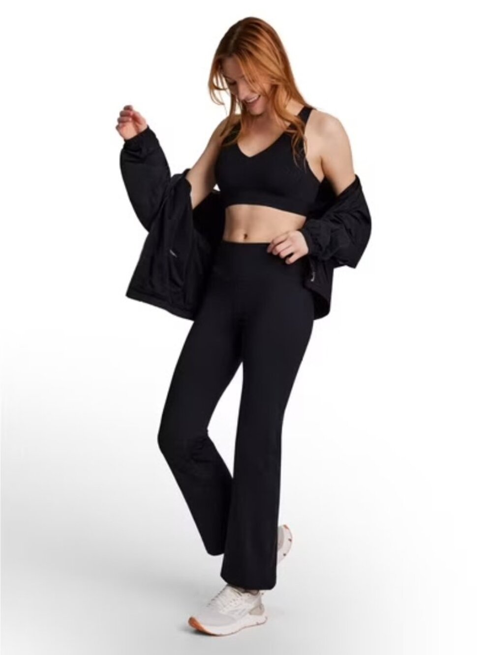 Reebok Women’s Black High Rise Flare Bootcut Workout Pants Leggings – Size Large